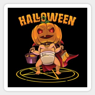 Halloween pumpkin head kid Magnet